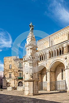 View at the Spire of Immaculate Conception near Cathedral of Assumption of St.Mary in Bitonto, Italy