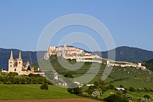 Pohľad na Spišský hrad a kláštor Spišská kapitula, Slovensko