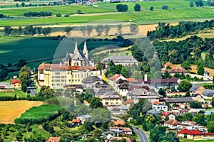 View on Spisske Podhradie town from Spis Castle, Presov region, Slovakia