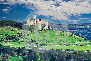 View at Spissky hrad castle from Drevenik rocks