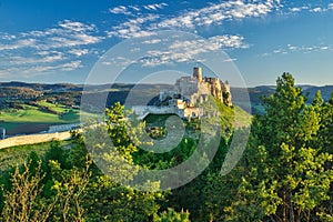 View at Spissky hrad castle during spring morning