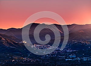 View of Spoleto at sunset