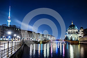 View of Spree river and Berlin Cathedral in Berlin, Germany