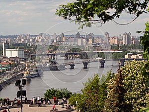 View of spring Kiev from Khreshchaty Park