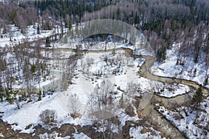 View of the spring taiga in the mountains of the Salair ridge