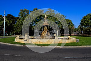 View of the square called Placa Europa, Montjuic, Barcelona Spain photo