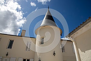 View of square interior castle in bordeauw vineyard France Europe