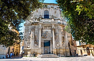 A view from the Square of Saint Chiara towards the church of Saint Chiara in Leece, Italy