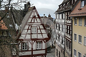 View of square Tiergaertnertorplatz with Pilatushaus building and restaurant Albrecht Duerer Haus, Nuremberg, Germany