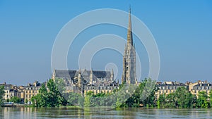 View of St. Andrew`s Cathedral, Bordeaux, France. Copy space for text