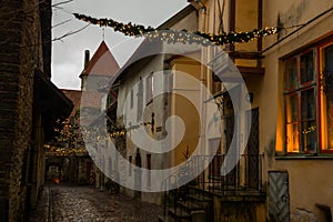 View of St. Catherine`s Passage, Old Town of Tallinn, Estonia