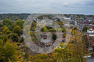 A view from St Giles Hill over the city of Winchester, UK photo
