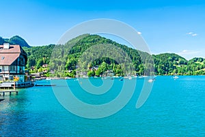 View of St. Gilgen across Lake Wolfgangsee, Austria