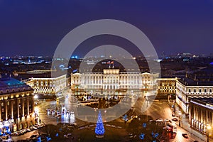 View of St. Isaac`s square from the colonnade of St. Isaac`s Cathedral. Saint Petersburg. Russia