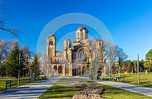 View of St. Mark Church from Tasmajdan Park in Belgrade