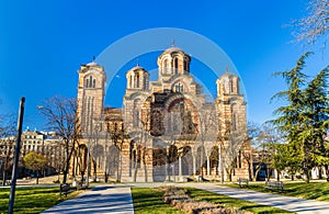 View of St. Mark Church from Tasmajdan Park in Belgrade