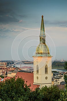 View of St. Martin's Cathedral and urban buildings