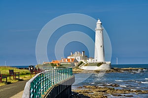 A view of St Mary`s Lighthouse, Whitley Bay, Tyne and Wear
