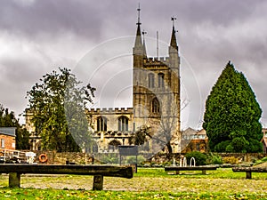 View of St Nicholas Church Newbury from canal.