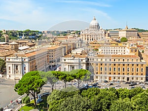 View of the St Peter`s Basilica from Castel Sant`Angelo