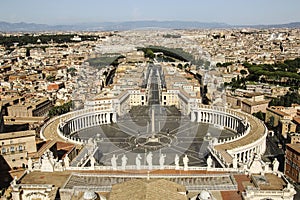 View from St. Peter`s Basilica.St. Peter`s Square, Piazza San Pi