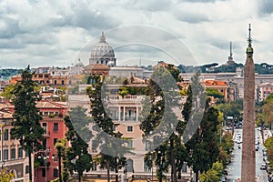 View of St. Peter's Basilica in Vatican from the Pincio Terrace, Rome, Lazio, Italy