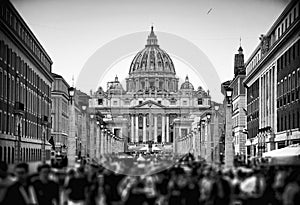 View of St. Peter`s Basilica in the Vatican. Rome, Italy.