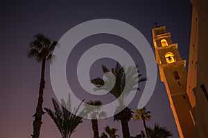 View on St. Peter`s Catholic Church in old city of Jaffa, Tel-Aviv, Israel