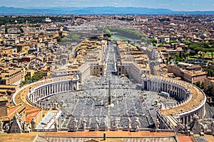 View of St. Peter`s Square from St. Peter`s Basilica, Vatican, Rome