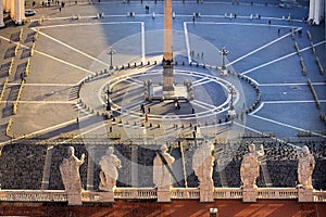 View of St. Peters Square from the height of the dome of St. Peters Cathedral, Vatican, Rome, Italy