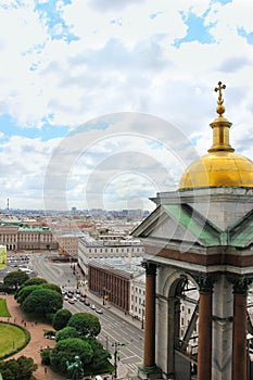 A view of St. Petersburg from above from the observation deck of St. Isaacs Cathedral