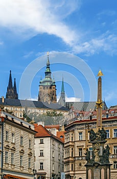 View of St. Vitus Cathedral tower, Prague