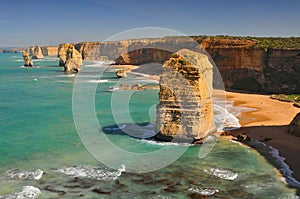 View of the stacks that comprise the Twelve Apostles, one of the main attractions of the Port Campbell National Park. Great Ocean