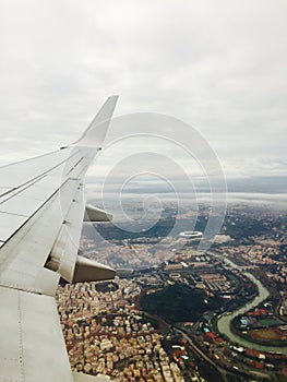 View of Stadio Olimpico and the river Tevere from the airplane