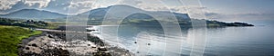 A view of Staffin island and Staffin harbour. Garrafad bay and An Corran Beach