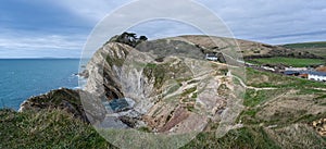 View of the Stair cove and geologic features at Lulworth Cove, Dorset, UK
