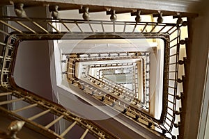 View of staircase of old building