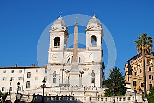 View of the staircase and Trinita dei Monti. Piazz