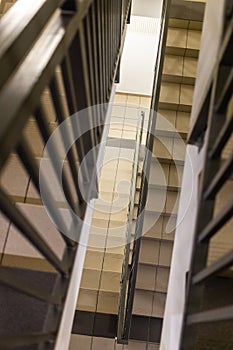 view of staircases of indoor fire escape stairs