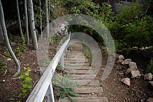 View of stairs in a hiking trail in park city Utah