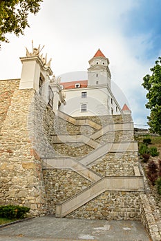 A view of the stairs leading to the courtyard of the Bratislava castle