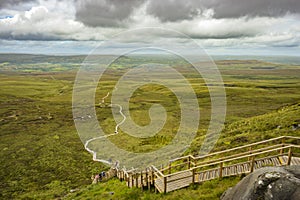 View of The Stairway to Heaven at Cuilcagh mountain from the top