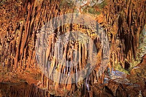 View of the Stalactites and stalagmites in Damlatas Caves. Alania. Turkey. photo