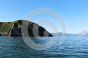 View of Starichkov island by the Kamchatka Peninsula, Russia.