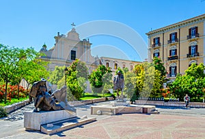 View of statues on piazza umberto giordano in Foggia, Italy....IMAGE