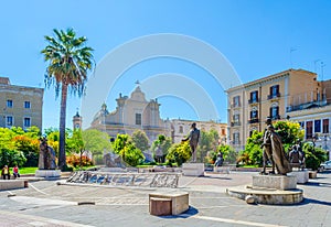 View of statues on piazza umberto giordano in Foggia, Italy....IMAGE photo