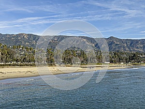 View from Stearns Wharf, Mission creek emtying, Santa Barbara, CA, USA