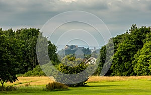 View of Stirling Castle from the site of the Battle of Bannockburn in summer