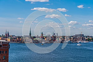 View of Stockholm from Sodermalm district. Panorama of the old town