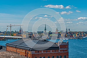 View of Stockholm from Sodermalm district. Panorama of the old town